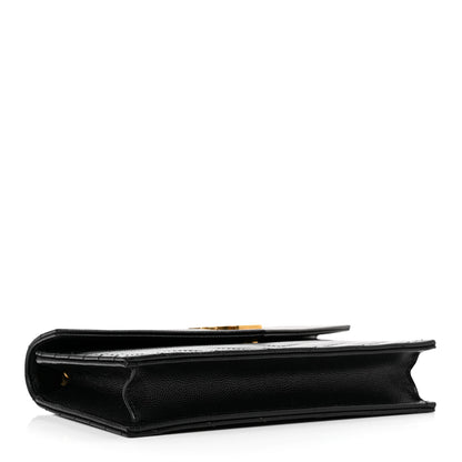 Saint Laurent Grain De Poudre Matelasse Chevron Monogram Envelope Chain Wallet Black 3 of 8