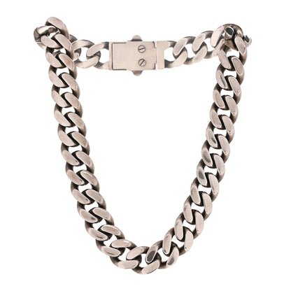Saint Laurent Metal Curb Chain Necklace Oxidized Silver 3 of 5