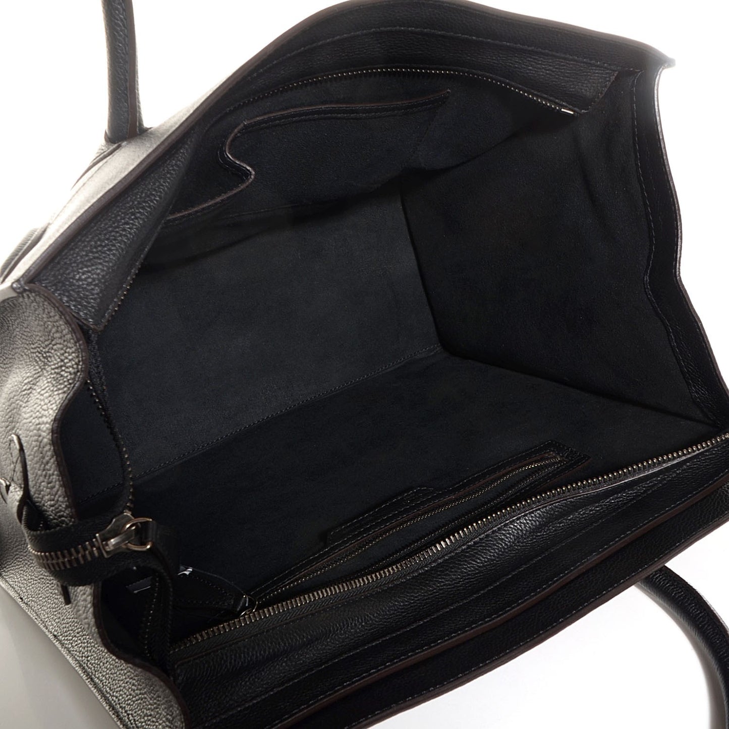 Drummed Calfskin Shoulder Luggage Black