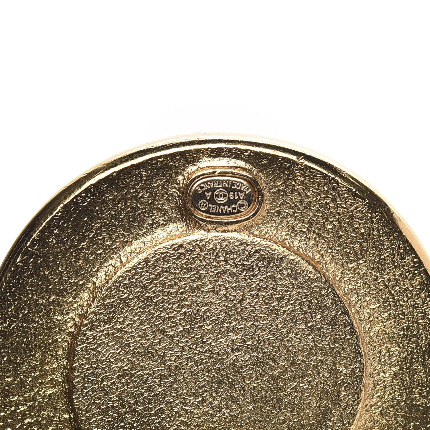 Pearl Crystal CC Round Earrings Gold Black