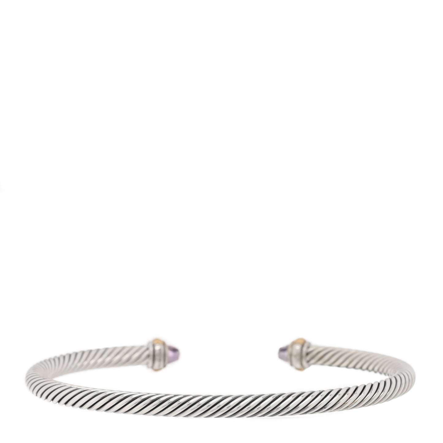 Sterling Silver 18K Yellow Gold Amethyst 4mm Cable Classics Bracelet