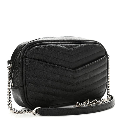 Saint Laurent Grain De Poudre Matelasse Monogram Mini Lou Camera Bag Black 3 of 10