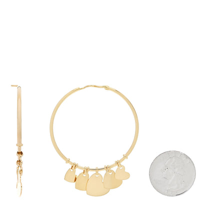 Christian Dior 18K Yellow Gold Heart Charm Hoop Earrings 2 of 4