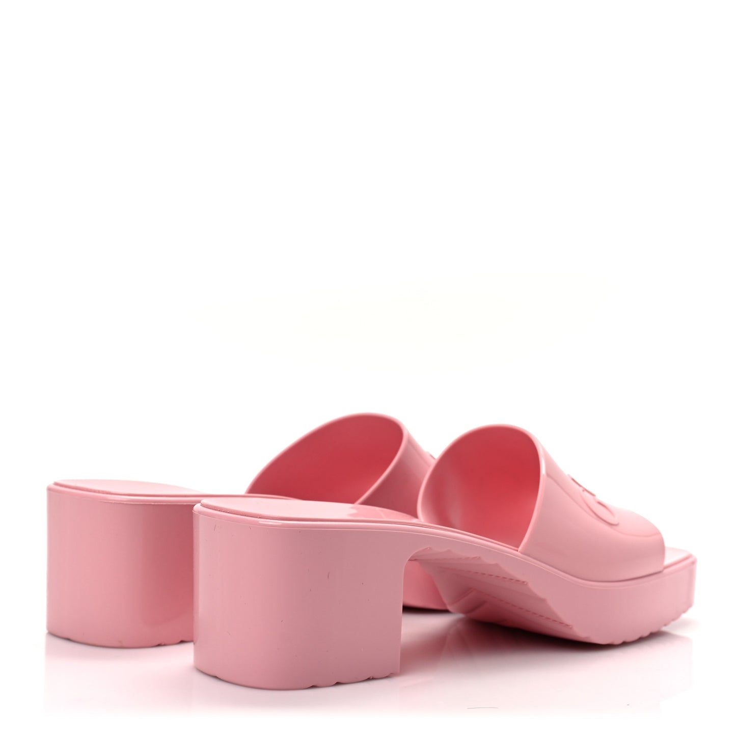 Rubber Gucci Logo Womens Platform 20/60mm Slide Sandals 36 Wild Rose