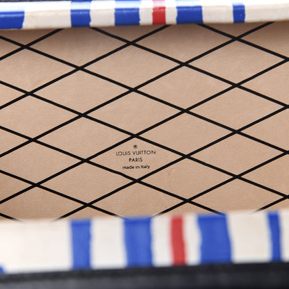 Louis Vuitton Lambskin Grand Prix Petite Malle White Blue 5 of 8