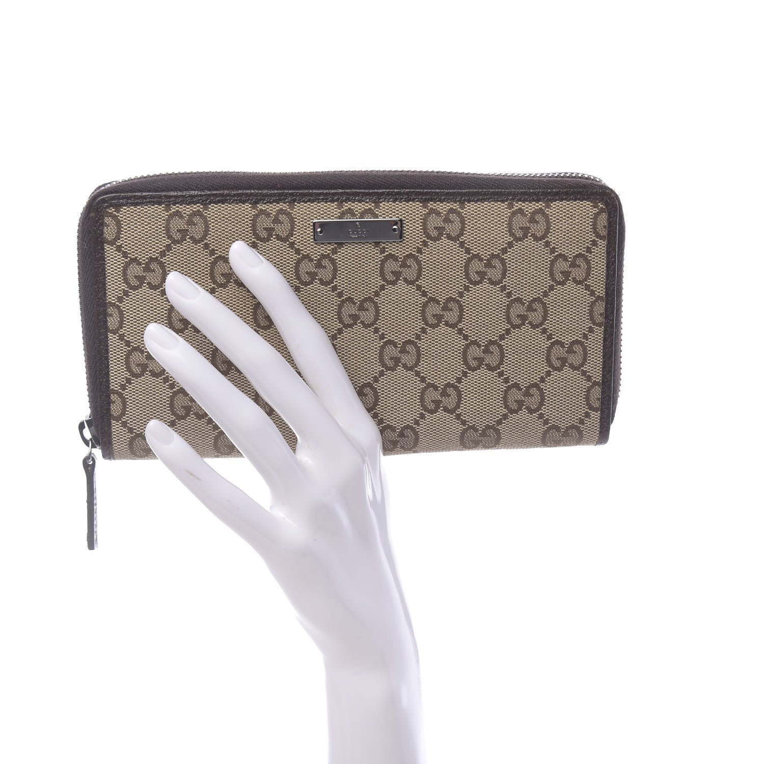 Gucci Monogram Metal Bar Zip Around Wallet Dark Brown 2 of 6