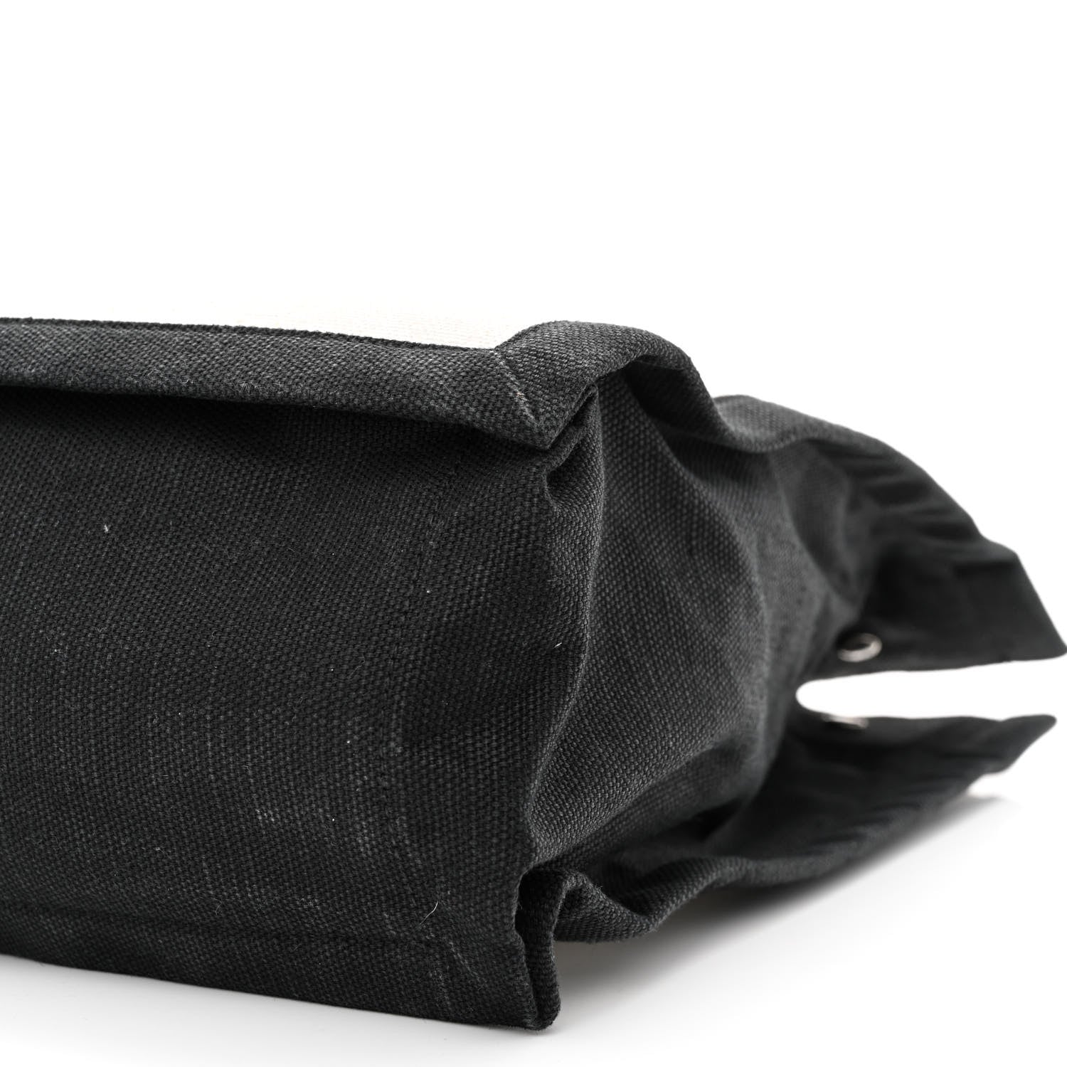 Saint Laurent Linen Calfskin Rive Gauche North South Tote White Black 10 of 11