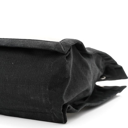 Saint Laurent Linen Calfskin Rive Gauche North South Tote White Black 10 of 11