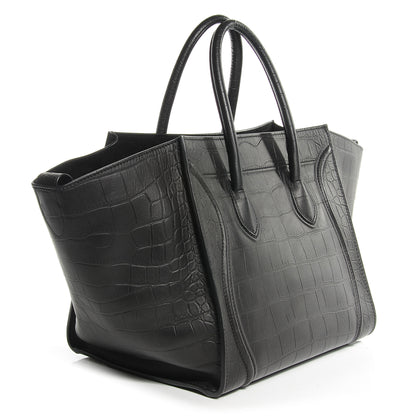 Celine Crocodile Embossed Small Phantom Luggage Black 3 of 7