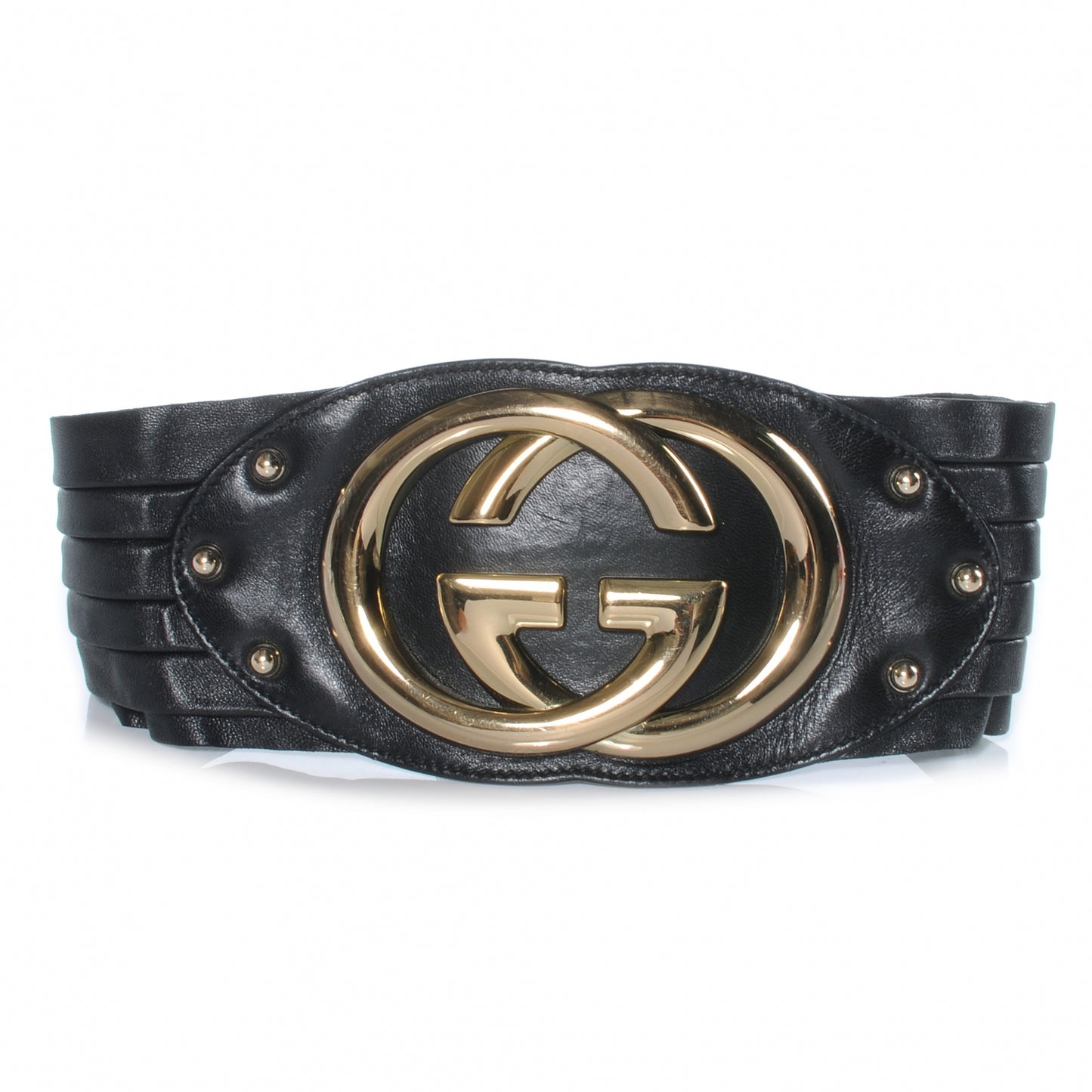 Leather Wide GG Britt Belt Black 70 28