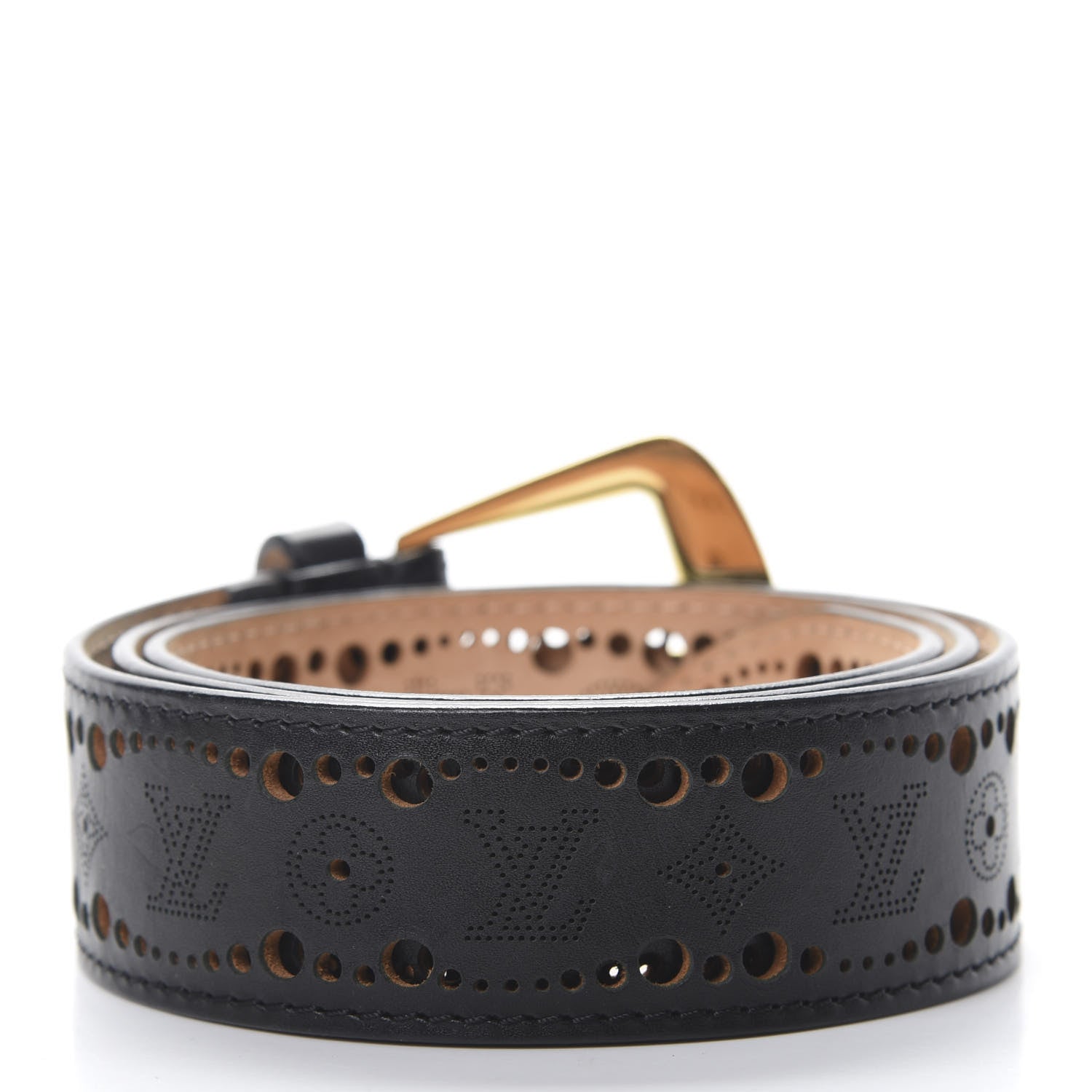 Louis Vuitton Perforated Mahina Phoenix Belt 90 36 Black 2 of 6