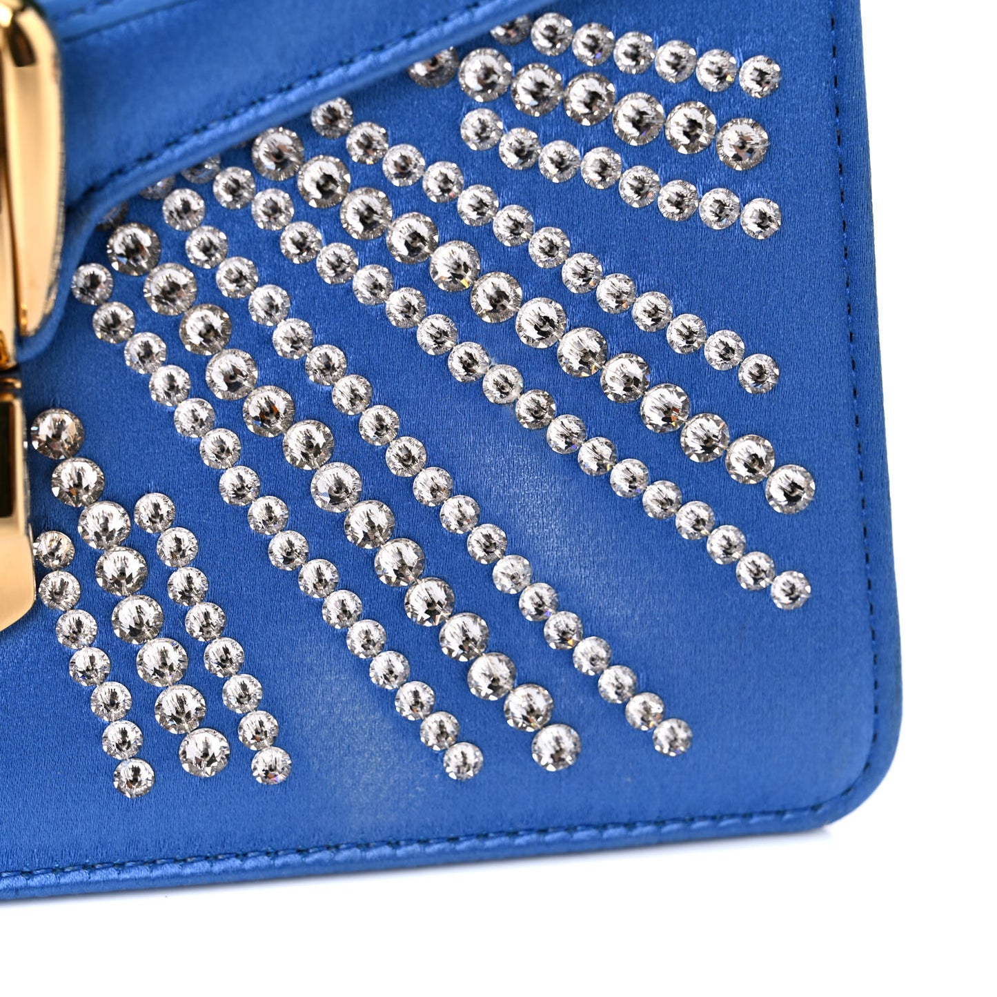 Satin Crystal Mini Sylvie Top Handle Bag Blue