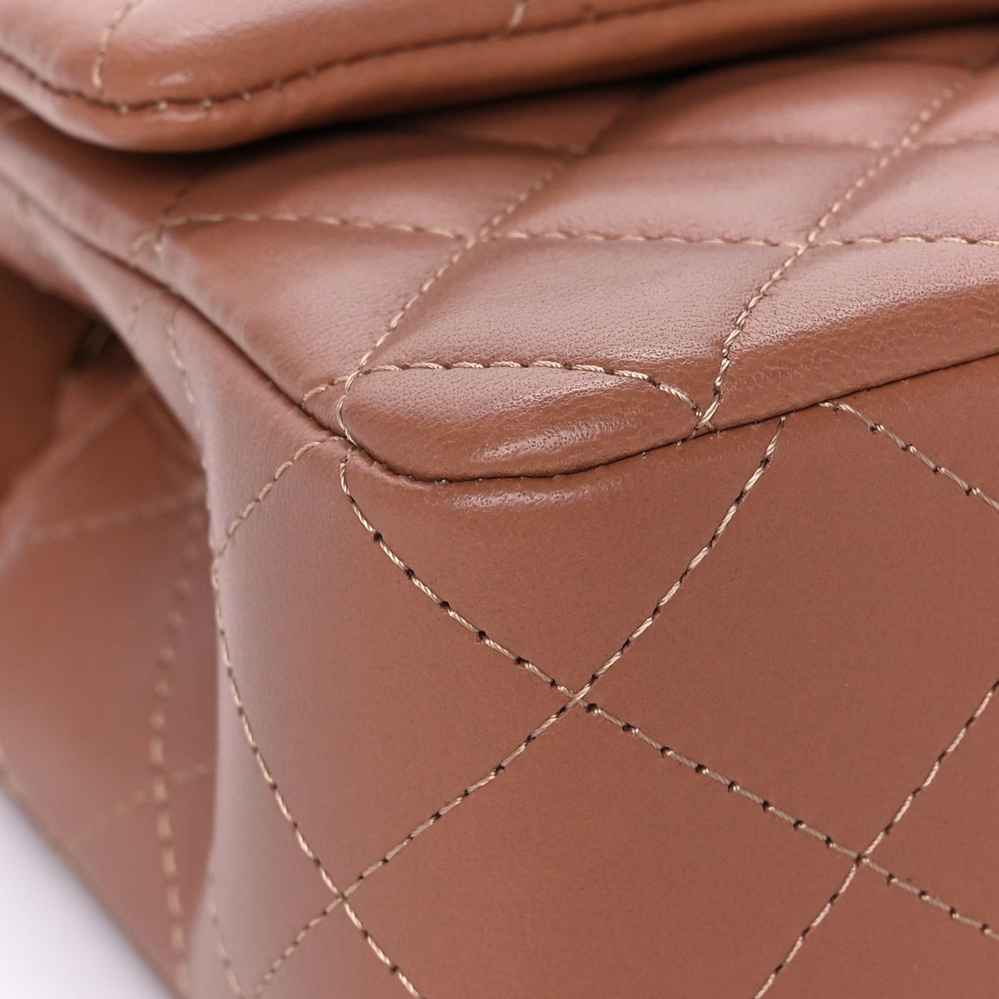 Lambskin Quilted Mini Rectangular Flap Brown