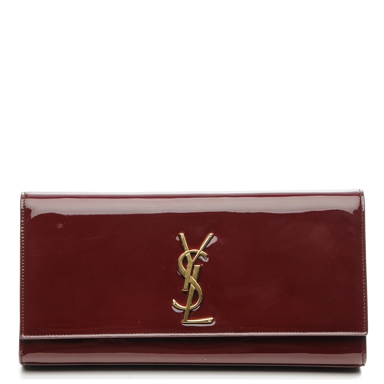 Saint Laurent Patent Classic Monogram Cassandre Clutch Dark Red 1 of 6