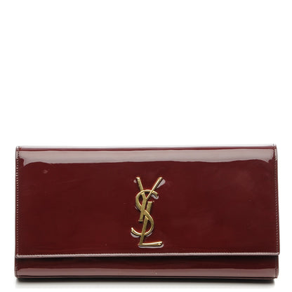 Saint Laurent Patent Classic Monogram Cassandre Clutch Dark Red 1 of 6