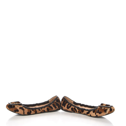 Prada Calf Hair Leopard Print Buckle Ballet Flats 40 7 of 10