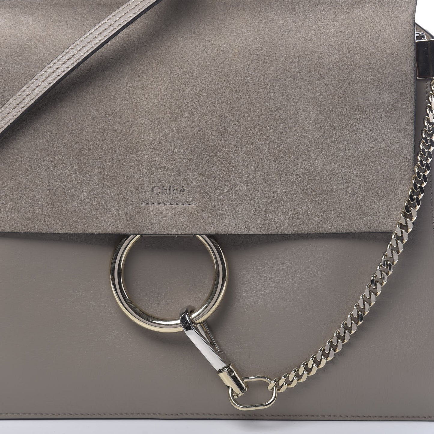 Calfskin Suede Medium Faye Shoulder Bag Motty Grey