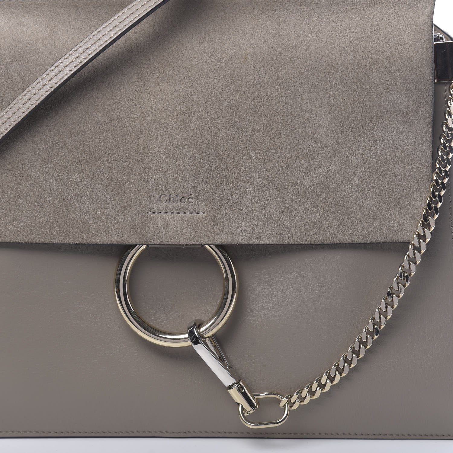 Chloe Calfskin Suede Medium Faye Shoulder Bag Motty Grey 7 of 11