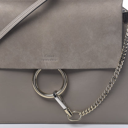 Chloe Calfskin Suede Medium Faye Shoulder Bag Motty Grey 7 of 11