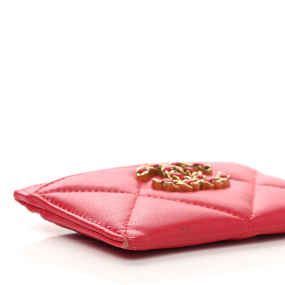Chanel Lambskin Quilted Chanel 19 Card Holder Red 9 of 10