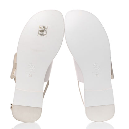 Chanel Goatskin CC Sandals 39 White 5 of 10