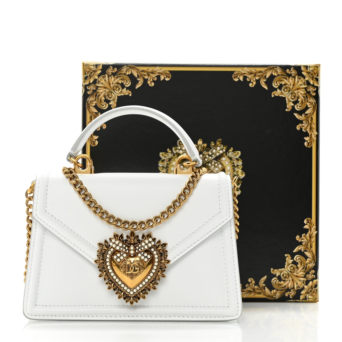 Smooth Calfskin Small Devotion Envelope Top Handle Bag White