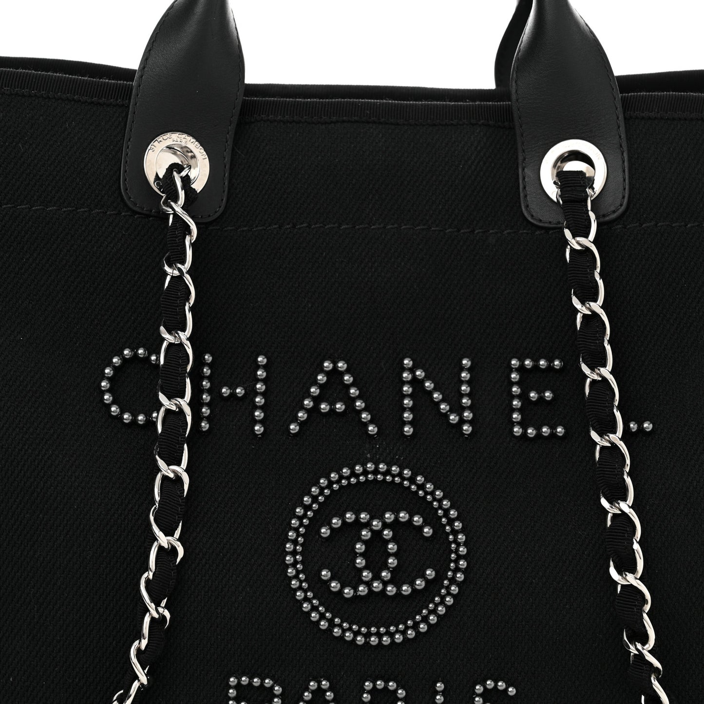 Canvas Pearl Medium Deauville Tote Black