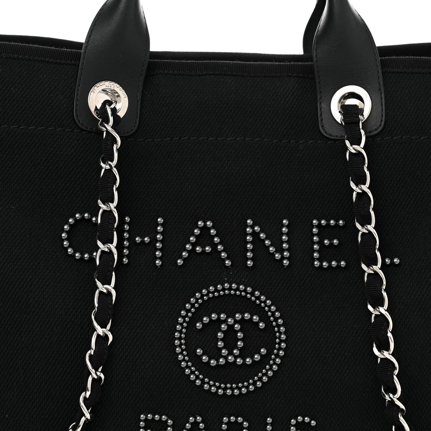 Chanel Canvas Pearl Medium Deauville Tote Black 8 of 12