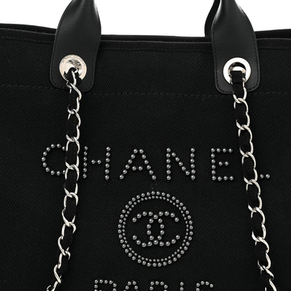 Chanel Canvas Pearl Medium Deauville Tote Black 8 of 12