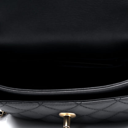 Chanel Calfskin Quilted Top Handle Flap Black 3 of 5