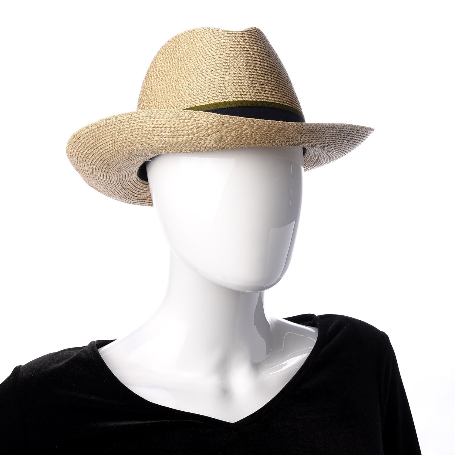 Hermes Straw Grosgrain Hat 56 2 of 7