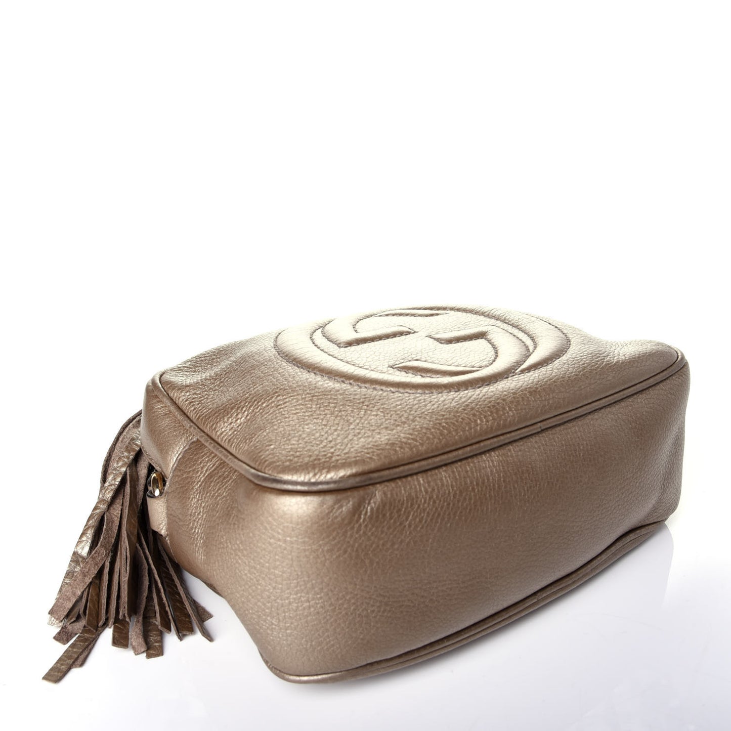 Metallic Pebbled Calfskin Small Soho Disco Bag Golden Beige