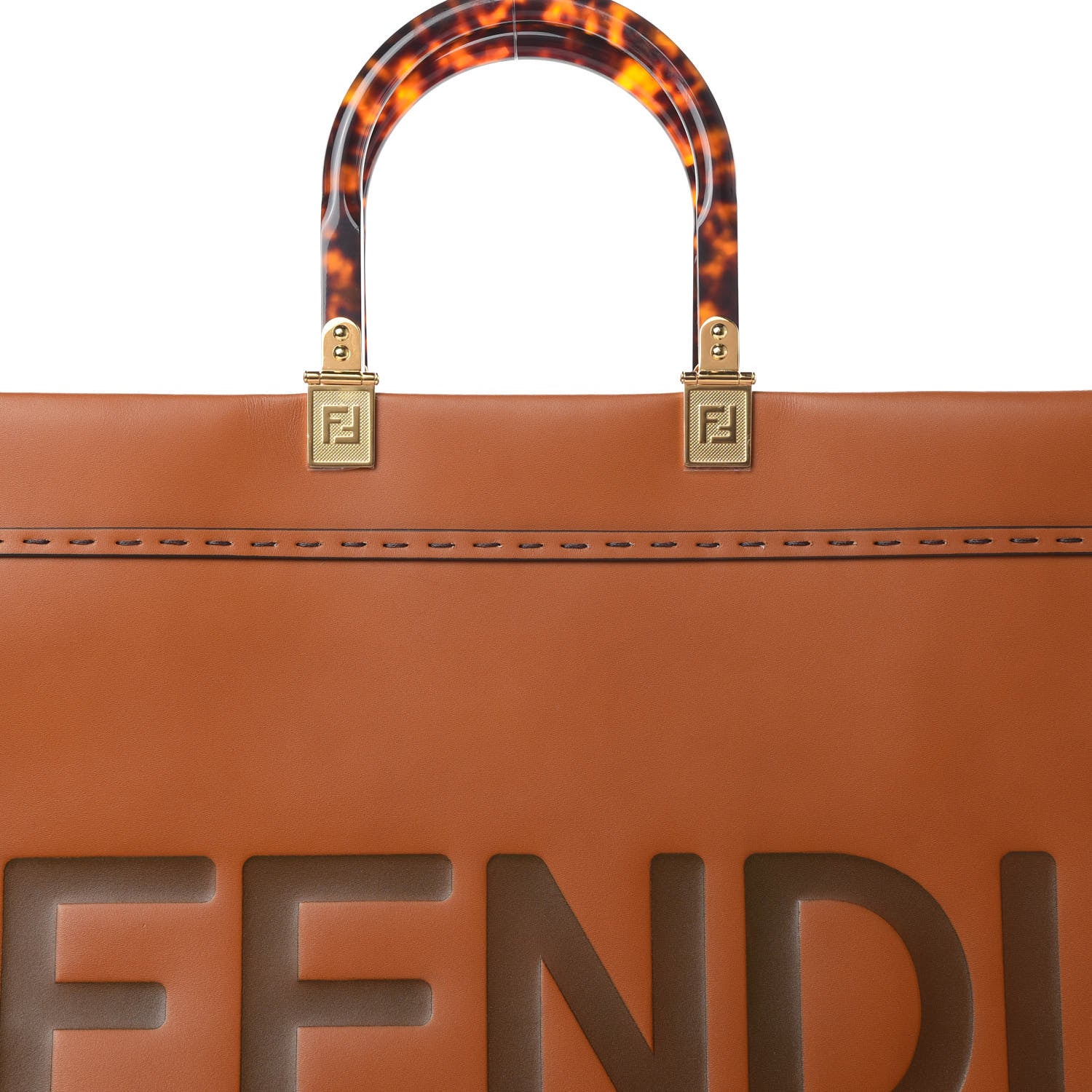 Fendi Vitello King Plexiglass Large Fendi Sunshine Shopper Tote Cuoio 8 of 12