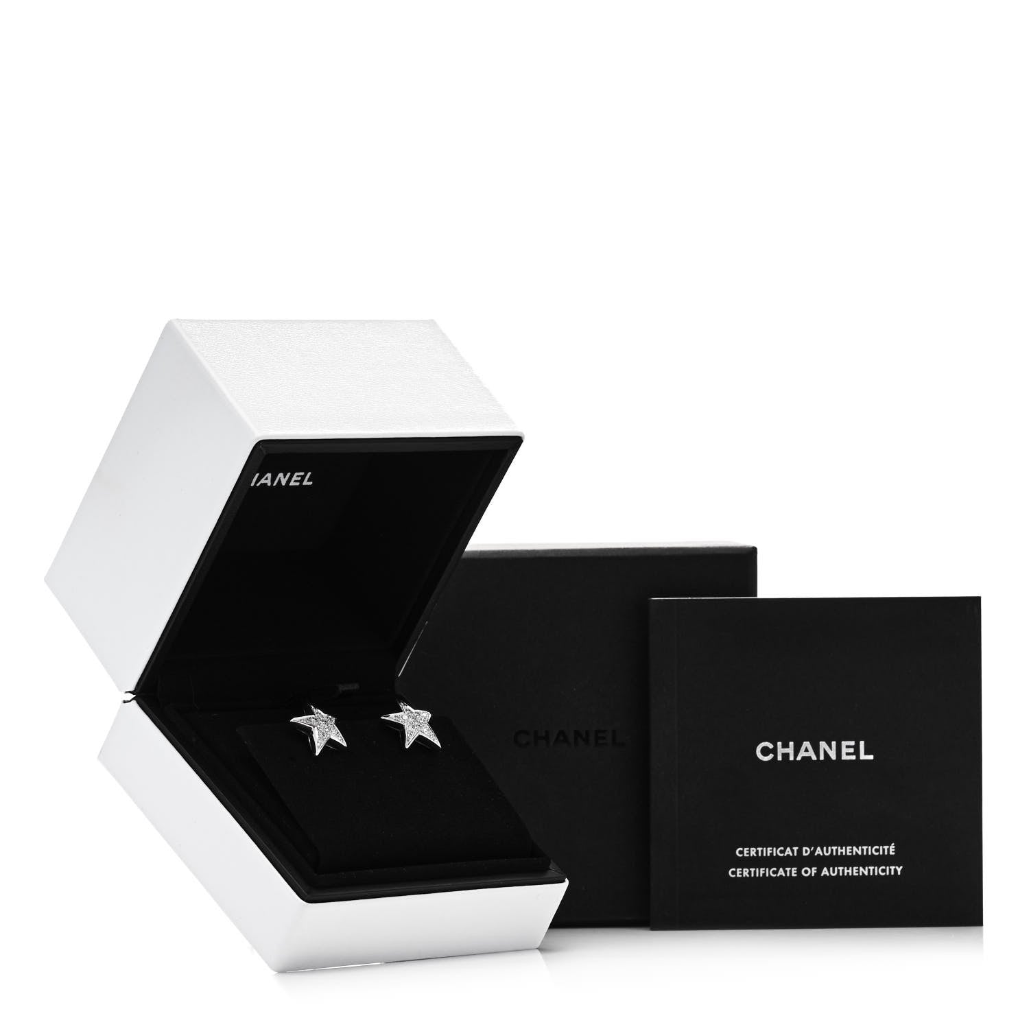 Chanel 18K White Gold Diamond Medium Comete Geode Earrings 5 of 5