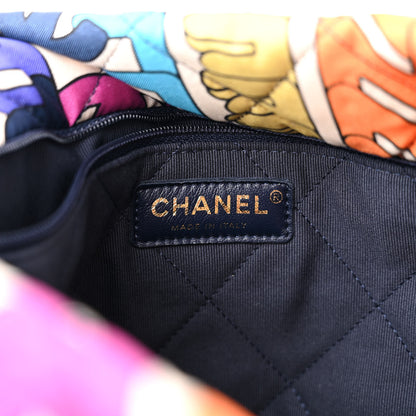 Chanel Printed Fabric Quilted Logo Large Shopping Tote Multicolor 6 of 10