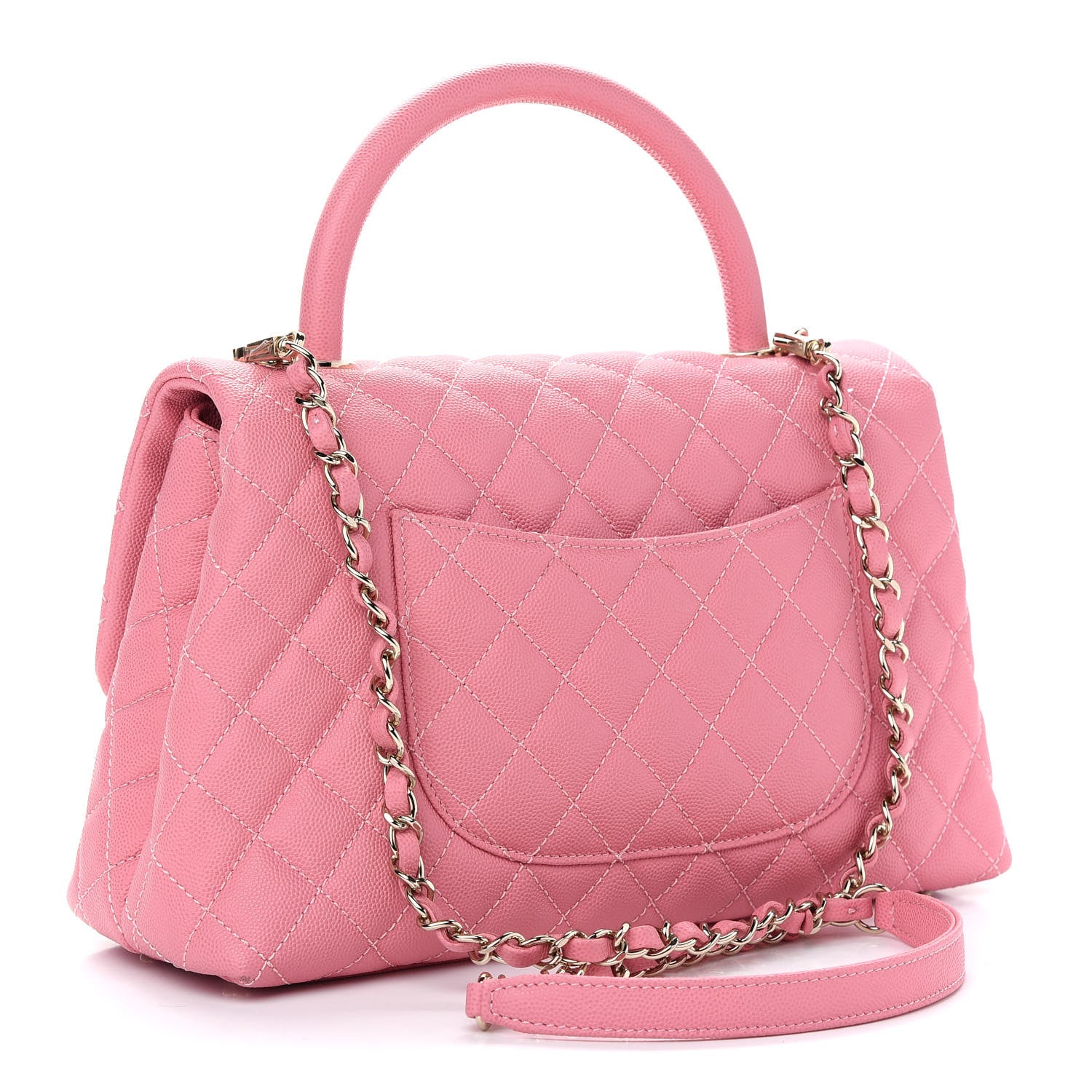 Chanel Caviar Quilted Small Coco Handle Flap Pink 3 of 9