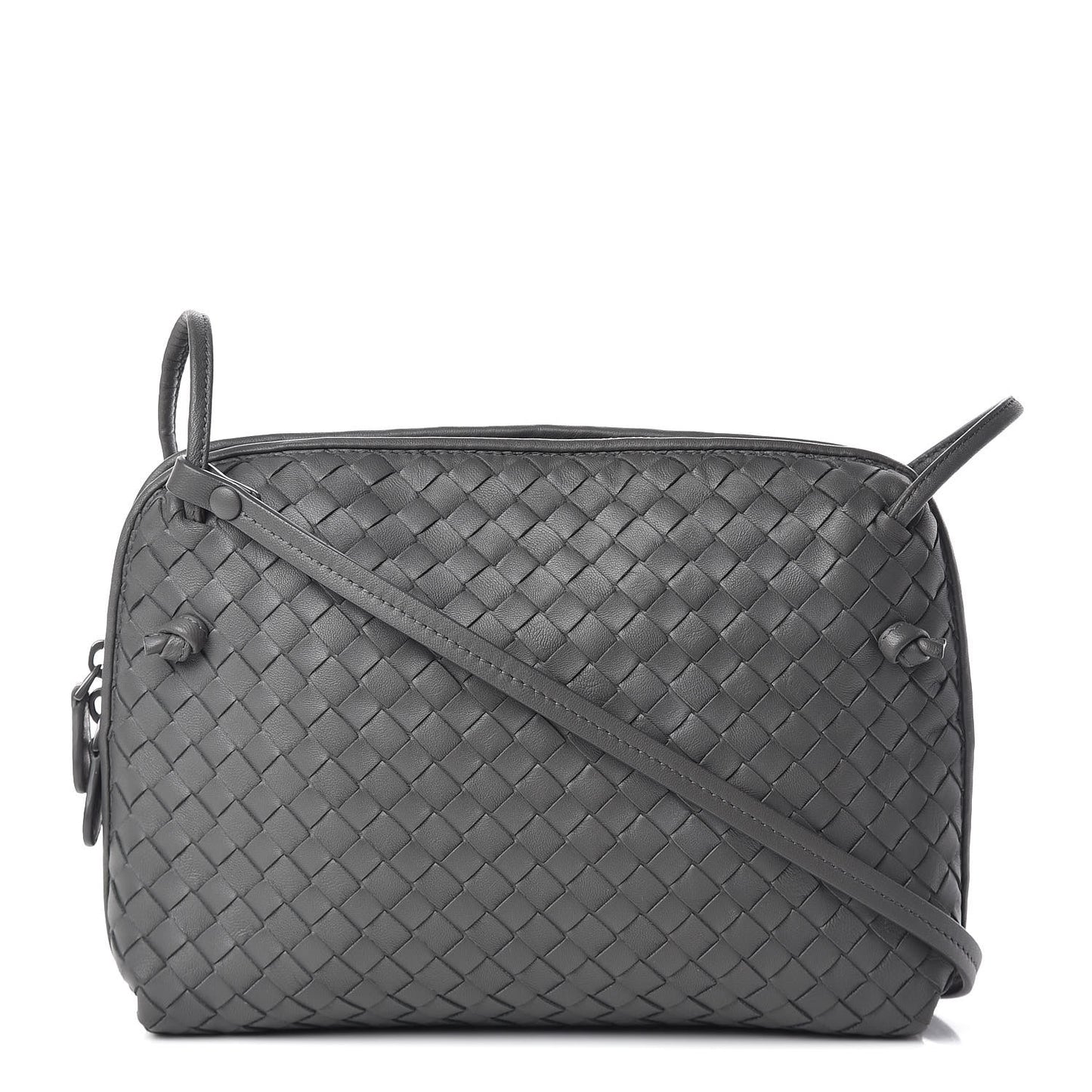 Nappa Intrecciato Nodini Crossbody Messenger Light Grey