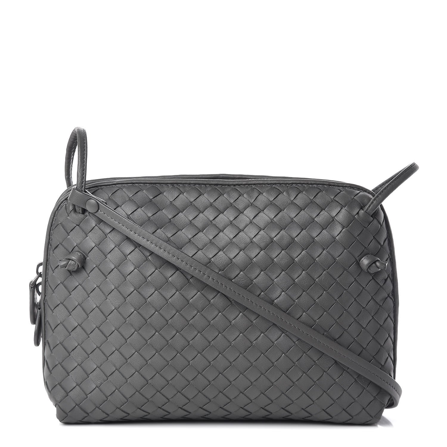 Bottega Veneta Nappa Intrecciato Nodini Crossbody Messenger Light Grey 1 of 11