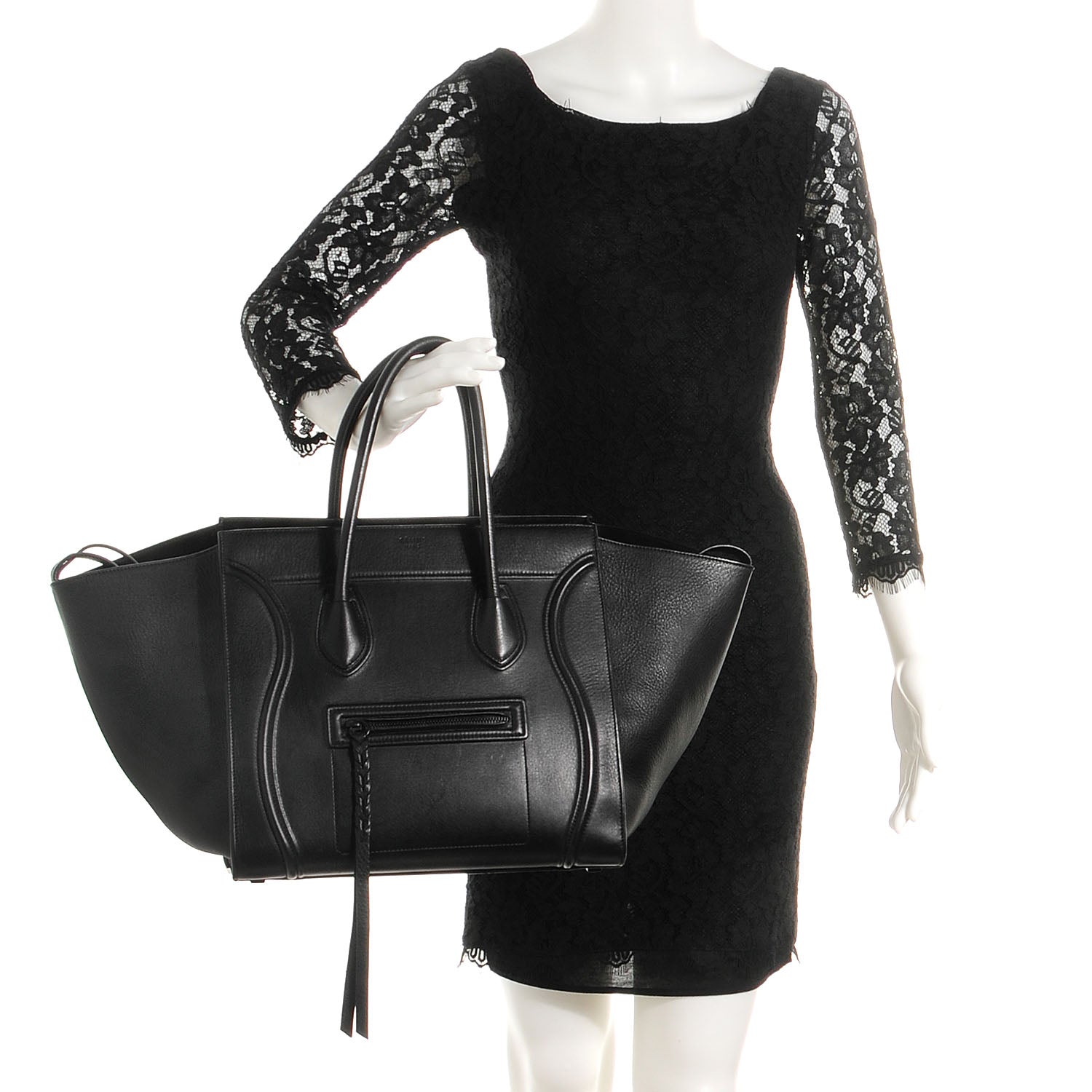 Celine Supple Calfskin Medium Phantom Luggage Black 2 of 8