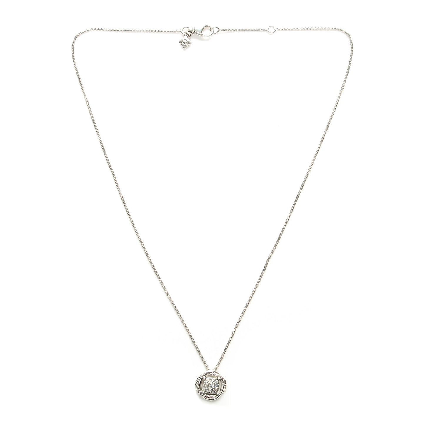 Sterling Silver Diamond 7mm Infinity Pendant Necklace
