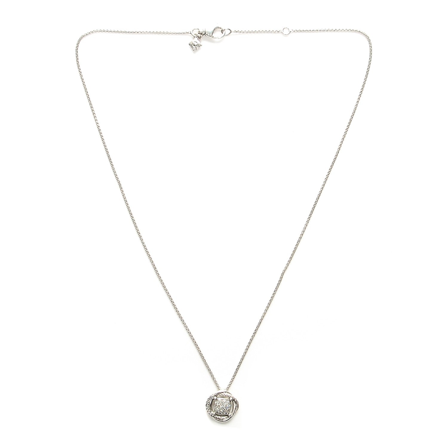 David Yurman Sterling Silver Diamond 7mm Infinity Pendant Necklace 3 of 4