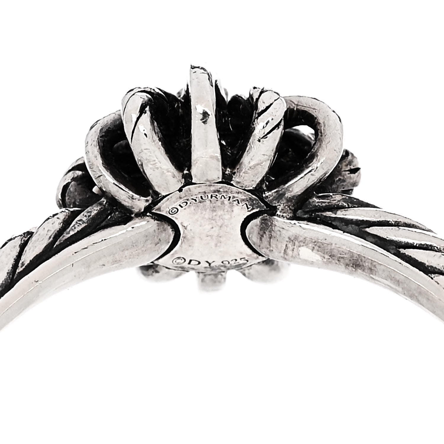 David Yurman Sterling Silver Diamond Petite Starburst Ring 53 6.5 5 of 5