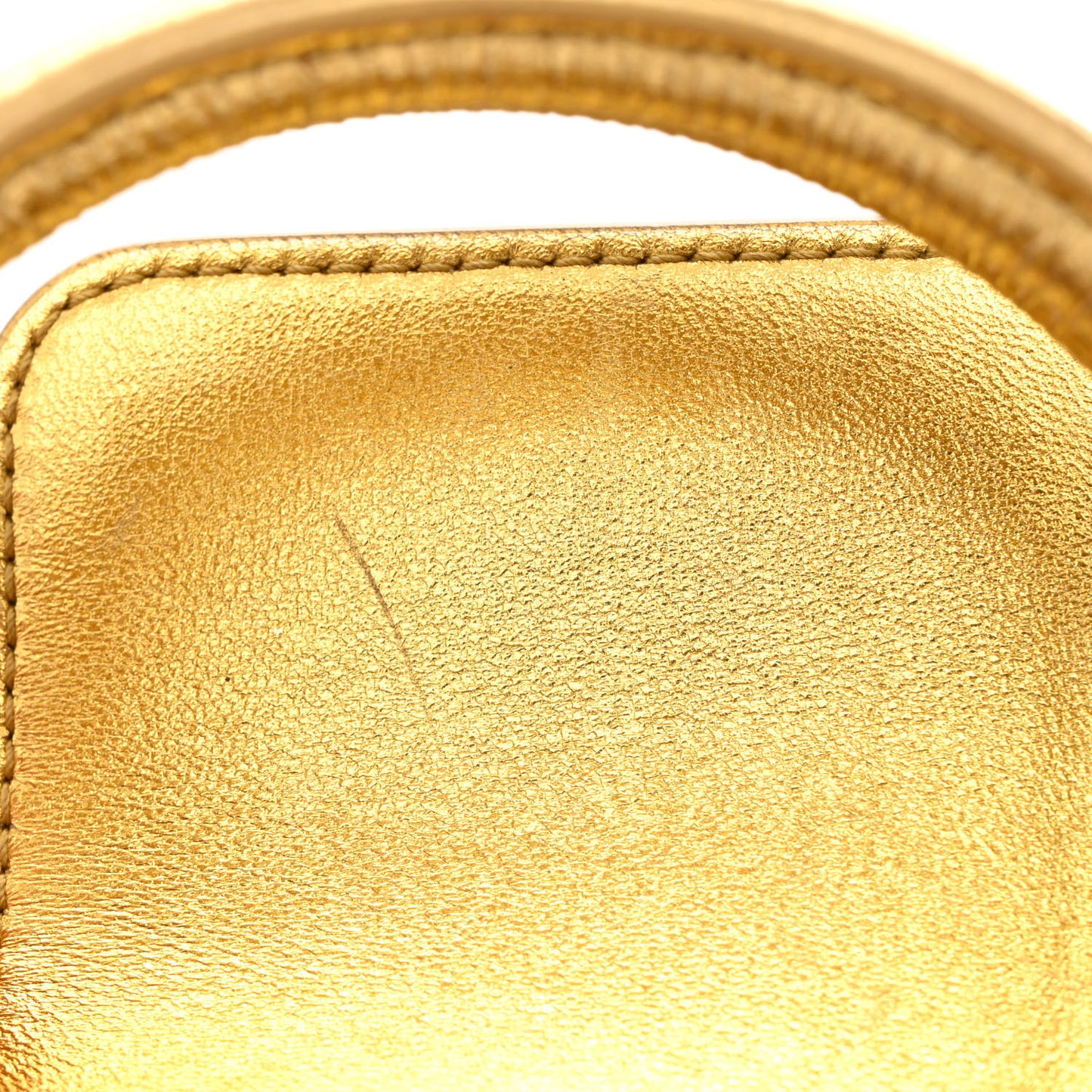 Metallic Grained Calfskin Mini Diorever Flap Gold