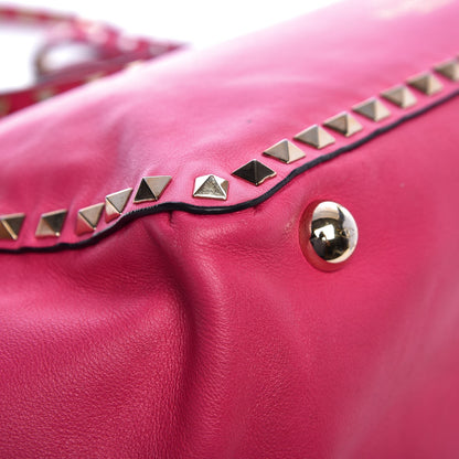 Valentino Garavani Vitello Medium Rockstud Tote Pop Fuxia 15 of 19