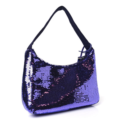 Prada Paillettes Sequin Mini Re-Edition 2000 Bag Iris Black 2 of 9