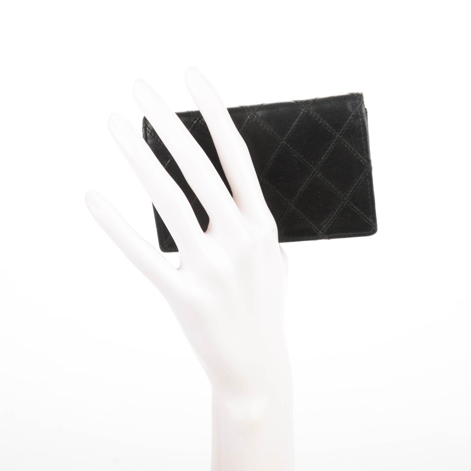 Chanel Calfskin Diamond Stitched Card Holder Wallet Black 2 of 7