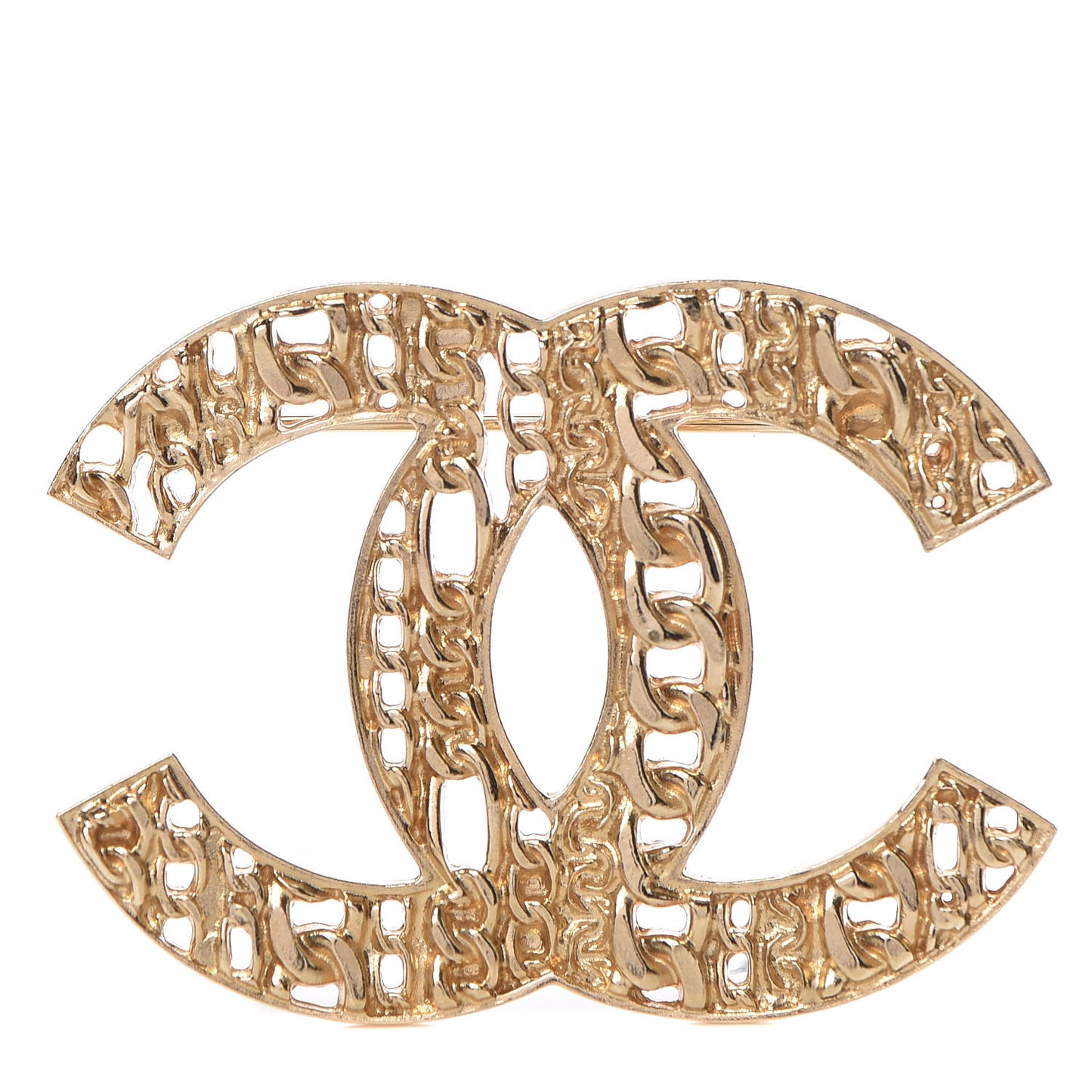 Chain CC Brooch Light Gold