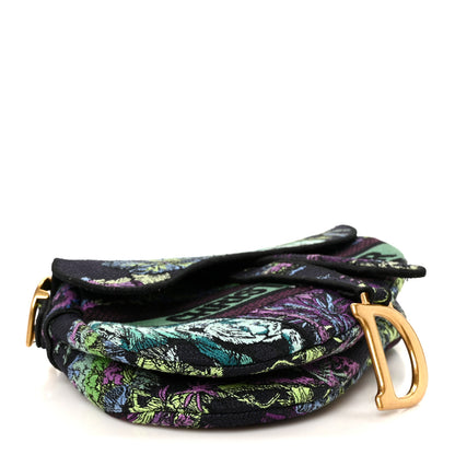 Christian Dior Canvas Embroidered Petites Fleurs Saddle Bag Black Multicolor 4 of 12