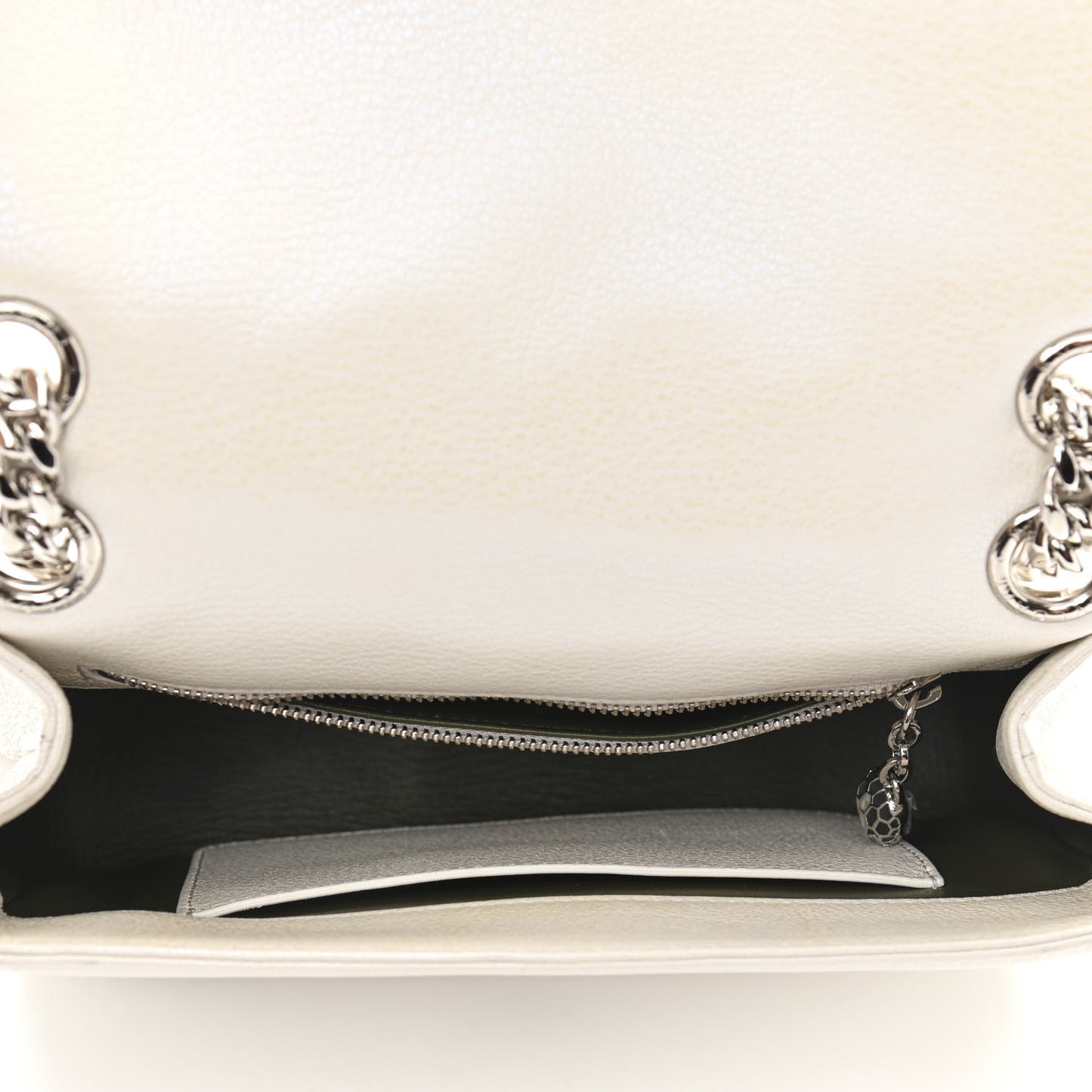Calfskin Matelasse Small Serpenti Cabochon Shoulder Bag White