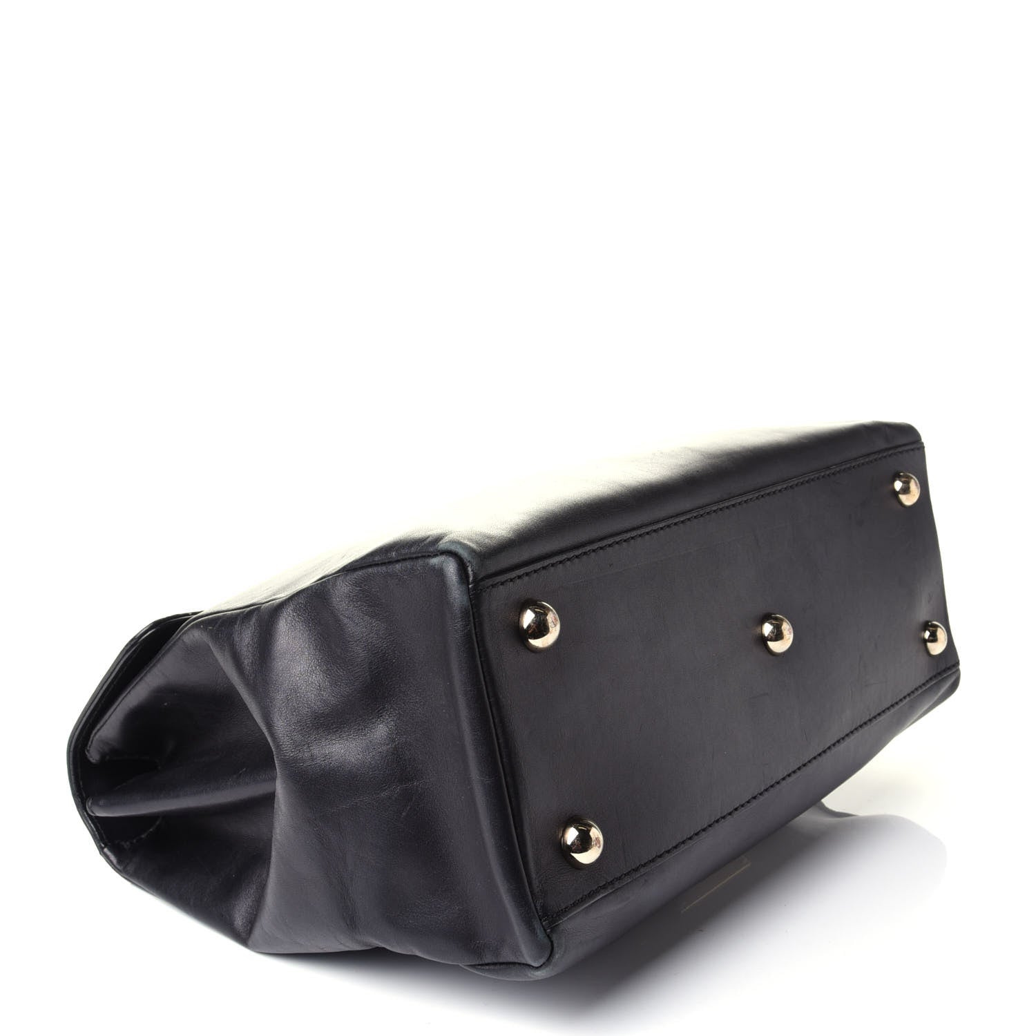 Valentino Garavani Vitello Large Rockstud Single Handle Flap Satchel Black 5 of 12